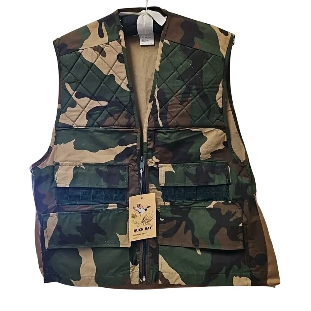 Duck Bay Hunting Vest Men's L Camo Shooting Duck POUCH Vintage Sz Large NWT